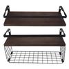 2 Set Wall Mounted Storage Shelves Bathroom Metal Wire Rustic Floating Shelf for Kitchen Office