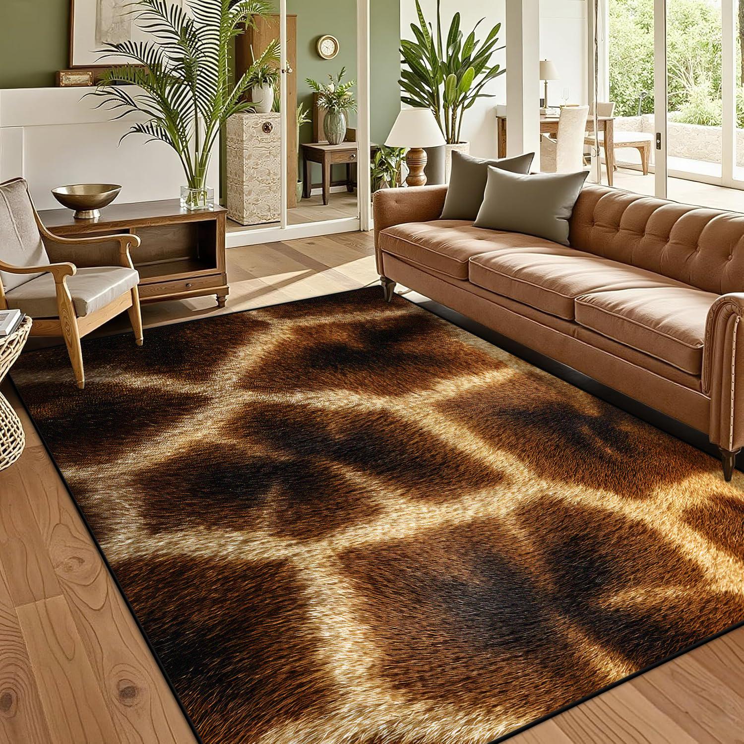

3D Animal Inspired Pattern Rugs Retro Decoration Bedroom Anti Slip Floor Mats Large Area Easy Clean Flannel Office Rug Cloakroom 60x90cm