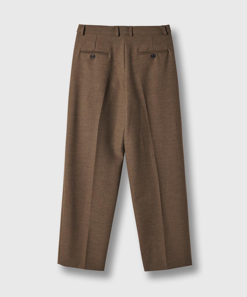 FRAGE Tapered Double-Pleat Slacks – Khaki Brown