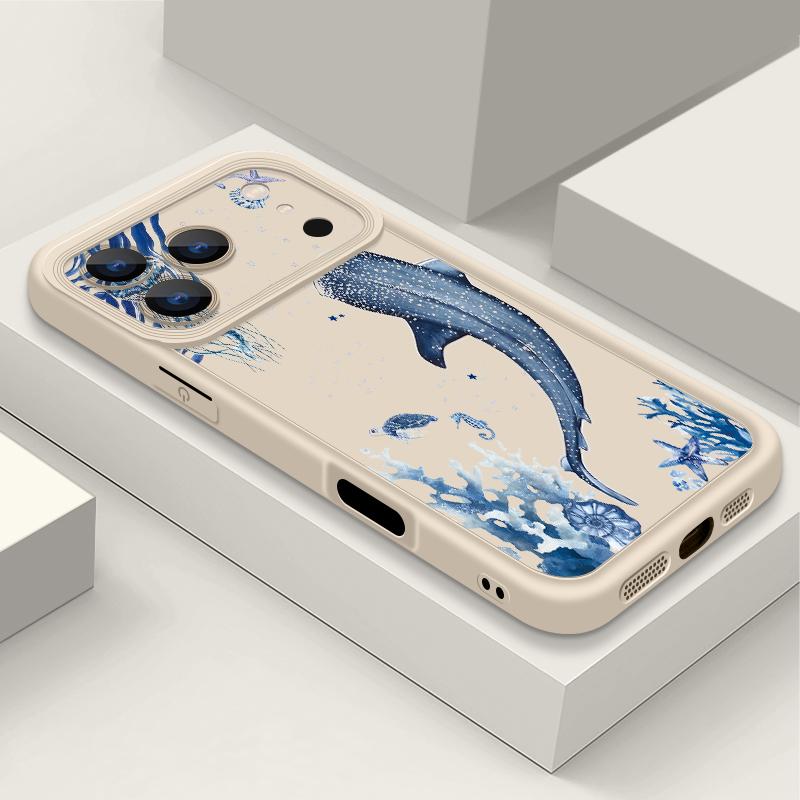 Ocean Whale Pattern TPU Phone Case For iPhone 17 Pro 17e 15 16 Pro Max 14 13 Pro Max 16e Shockproof Soft Silicone Protect Cover
