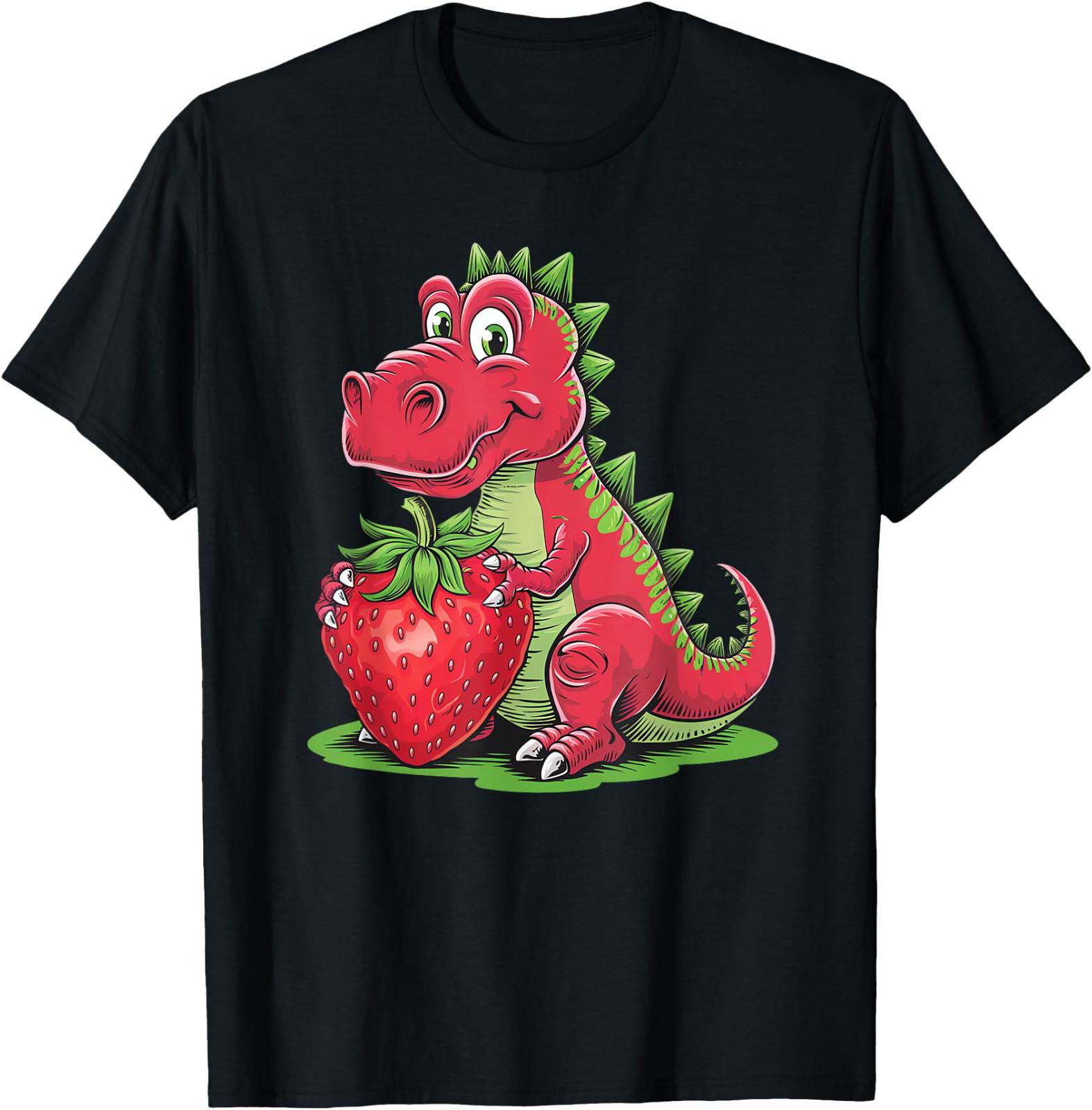 Strawberry Design Toddler Boy Cute Strawberry Dinosaur Lover T-Shirt S-4XL M