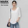 Mark Fairwhale Women's V-Neck Loose Fit Long Sleeve T-Shirt