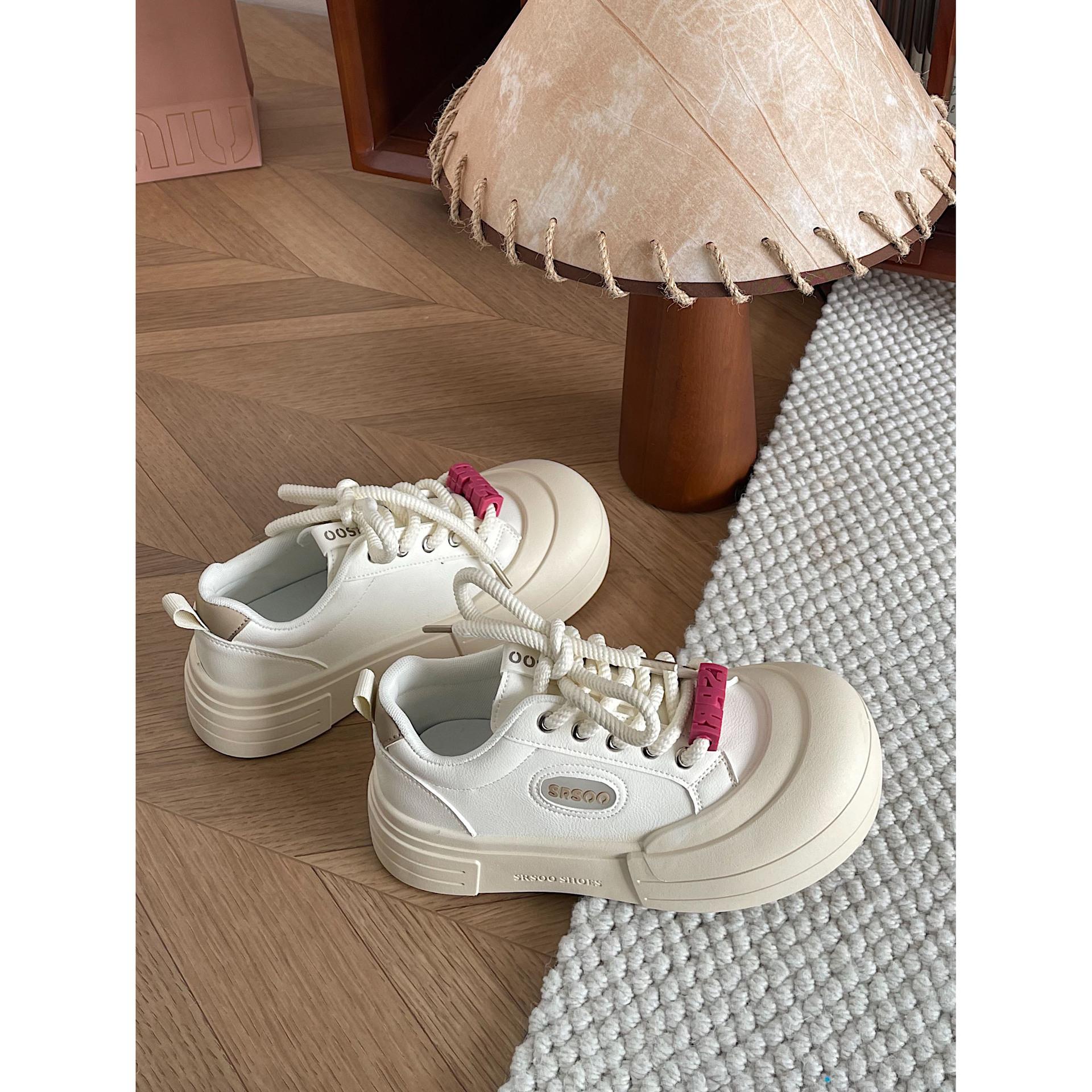 

Женские туфли на толстой подошве, увеличивающие рост, симпатичные белые туфли, дышащие и удобные женские спортивные туфли 40