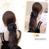 Synthetic Wigs Simulated Ribbon Bowknot Puffy Curly Grab Clip Ponytail Wig Women Headwear Extensions 40Cm