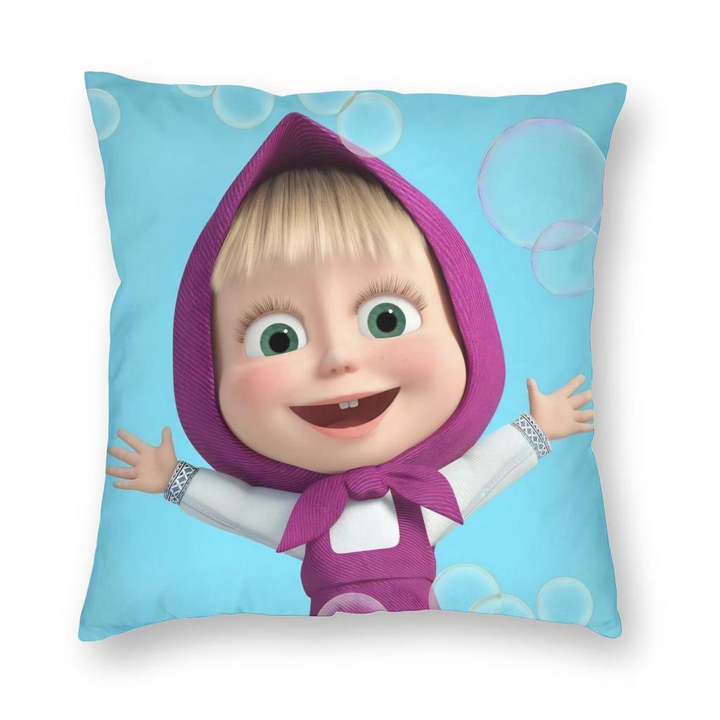 Cute Cartoon M-Masha And Bear Pillowcase Printing Polyester Cushion Cover Decor Throw Pillow Case Cover Home Square 40*40Cm