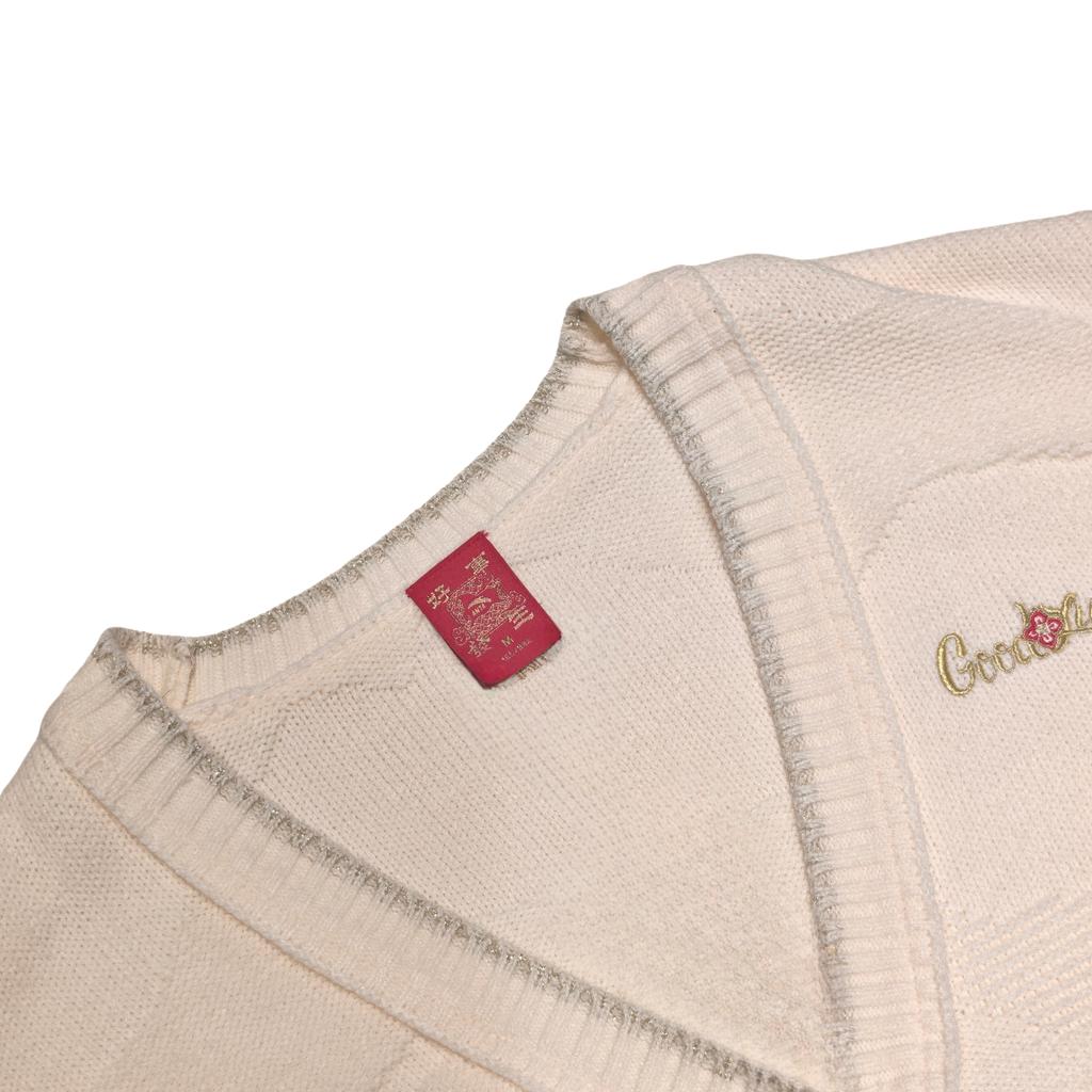 Anta Retro Twisted New Chinese Style Cardigan Long Sleeve Knitwear Women tops Corn-White 162618708-1