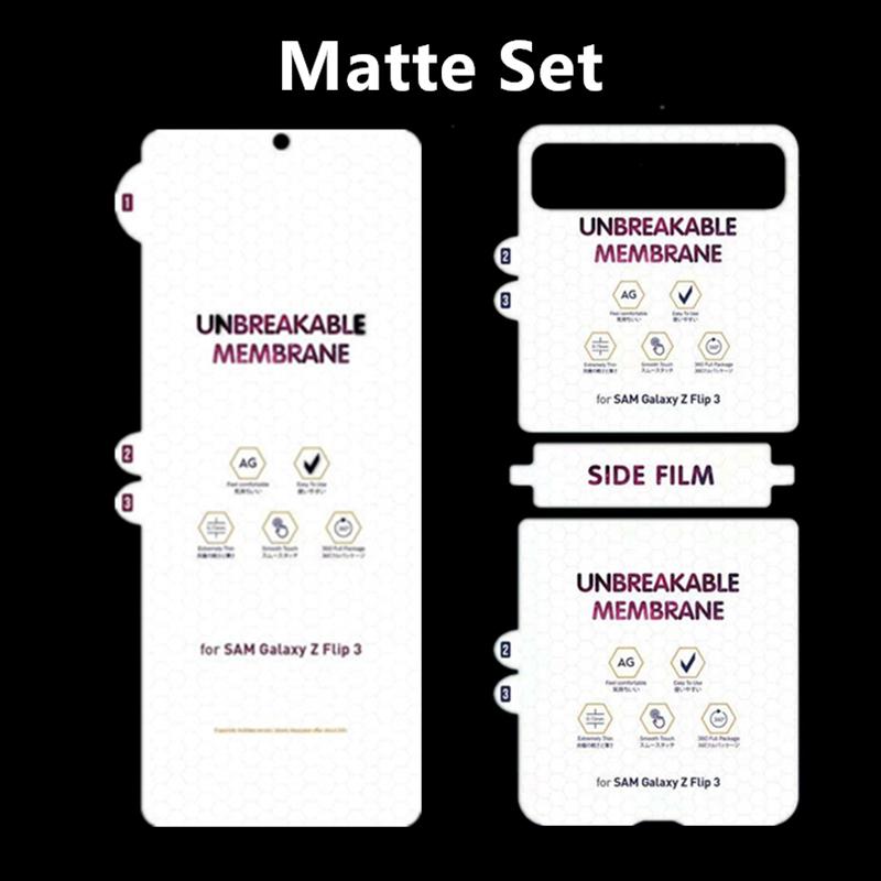 

Защитная пленка 3 в 1 для Galaxy Z Flip3: защита экрана спереди, сзади и по бокам