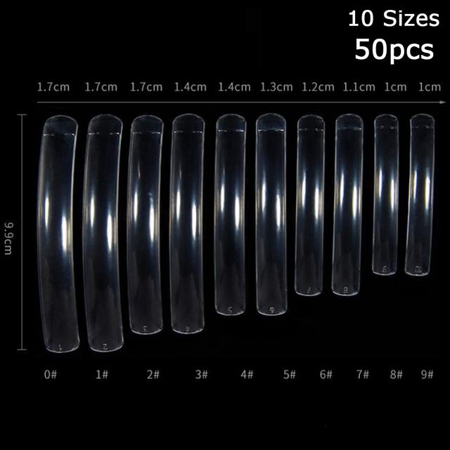 50pcs Stiletto False Nail Clear Extra Long Sharp Curve Nail Art Tips Square Artificial Half Cover Acrylic Fake Nail Tools Kit