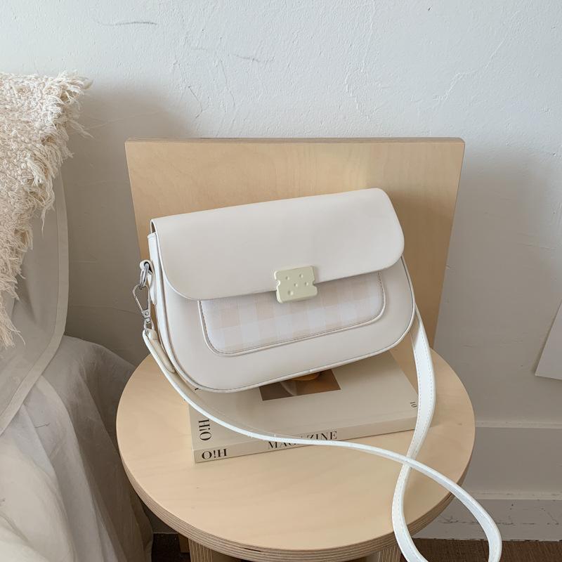 Fresh and high-value plaid small square bag women's new cute versatile shoulder bag niche messenger bag bag