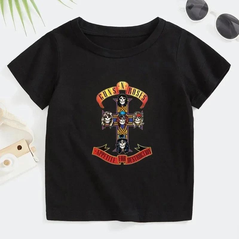 Rock Gun N Rose T-Shirt Summer Fashion Music Short Sleeve Soft Top Comfortable Teenage Clothing for Boys Girls Punk Shirt