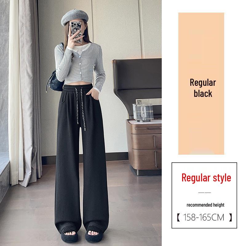 

Acetate Wool Wide-Leg Women s Pants - 2026 Autumn/Winter Drape Velvet Long Casual Style S