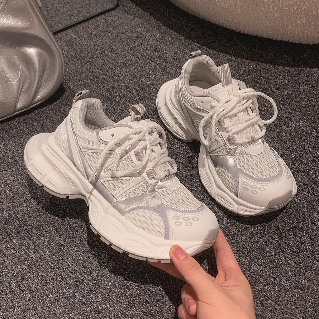 Thick sole heightening my mesh breathable dad shoes women 2025 summer new Internet celebrity explosion outdoor sports and leisure shoes