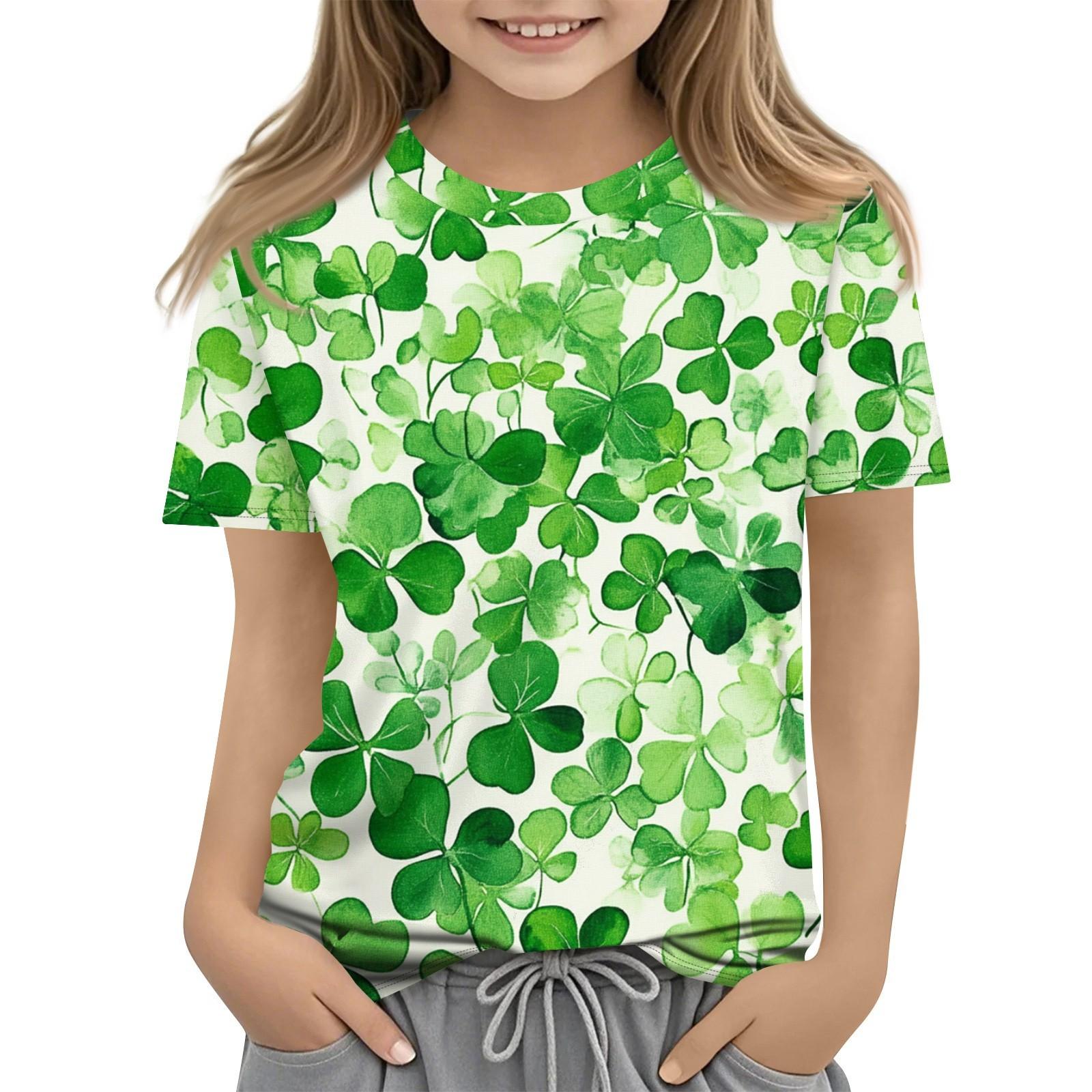 

Children s Fashion Casual Short-sleeved St. Patrick Print -neck T-shirt Top 150