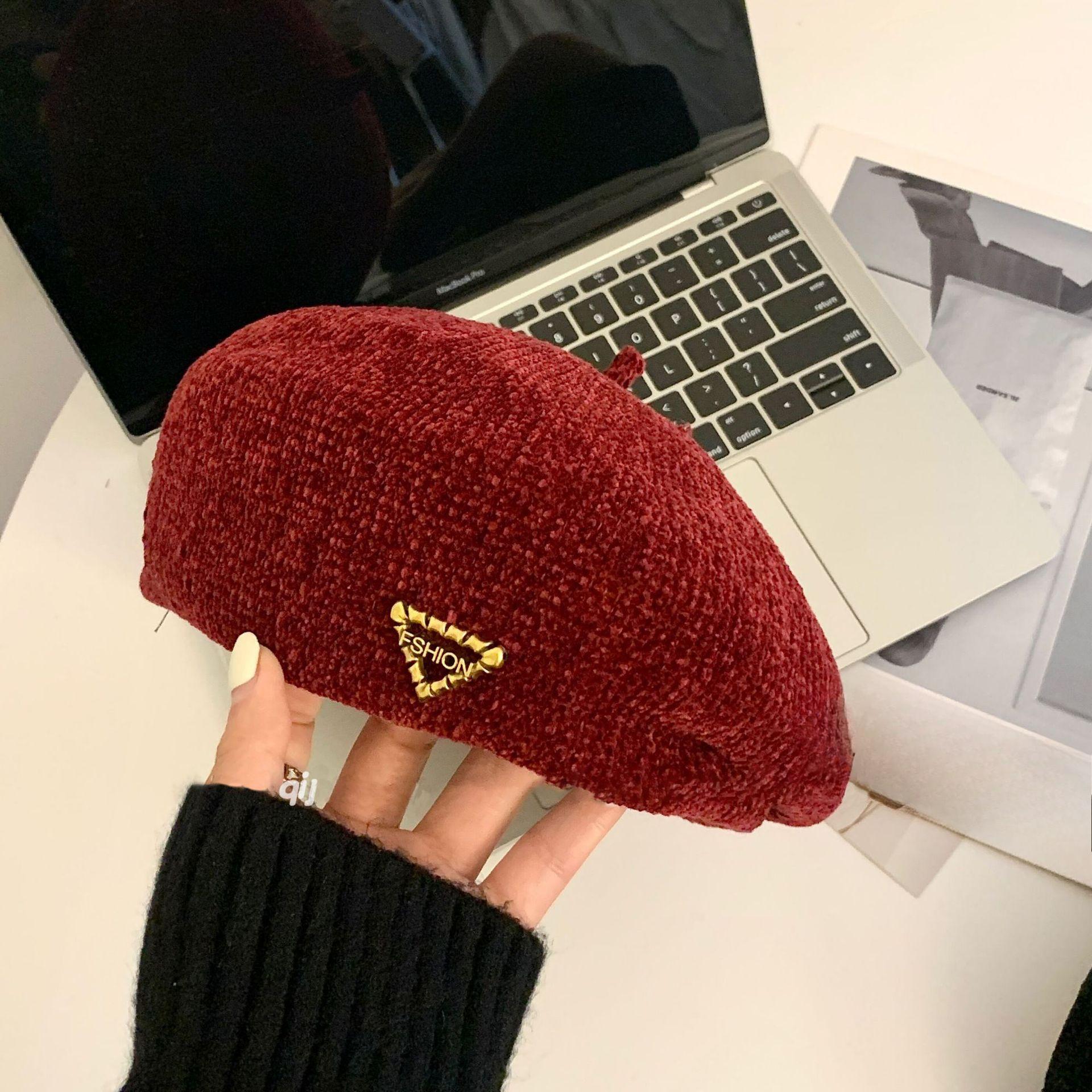 

Новая осенне-зимняя шляпа для женщин, ретро берет, большой обхват головы, подчеркивающий лицо, шляпа маленького художника, корейская повседневная и универсальная передняя шляпа One Size