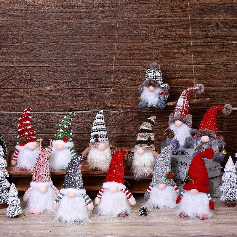 Gnome 30cm Christmas Decorations Light Up Christmas Gnomes Plush Doll Ornaments Knited Elf Dwarf Gift Home Table Decor