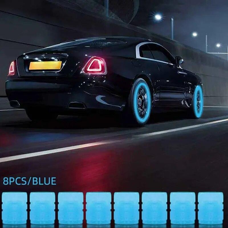 8 STÜCKE Leuchtende Ventile Motorrad Fahrrad Fahrrad Auto Rad Reifen Nabenkappe Fluoreszierend NachtleuchtendLeuchtende Ventilkappenzierde