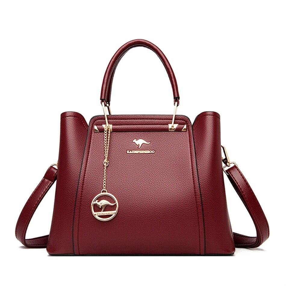 Luksus håndvesker i mykt skinn Damevesker Designer 3-lags skulder-crossbody-pose Dame Stor kapasitet Shopping Messenger Tote
