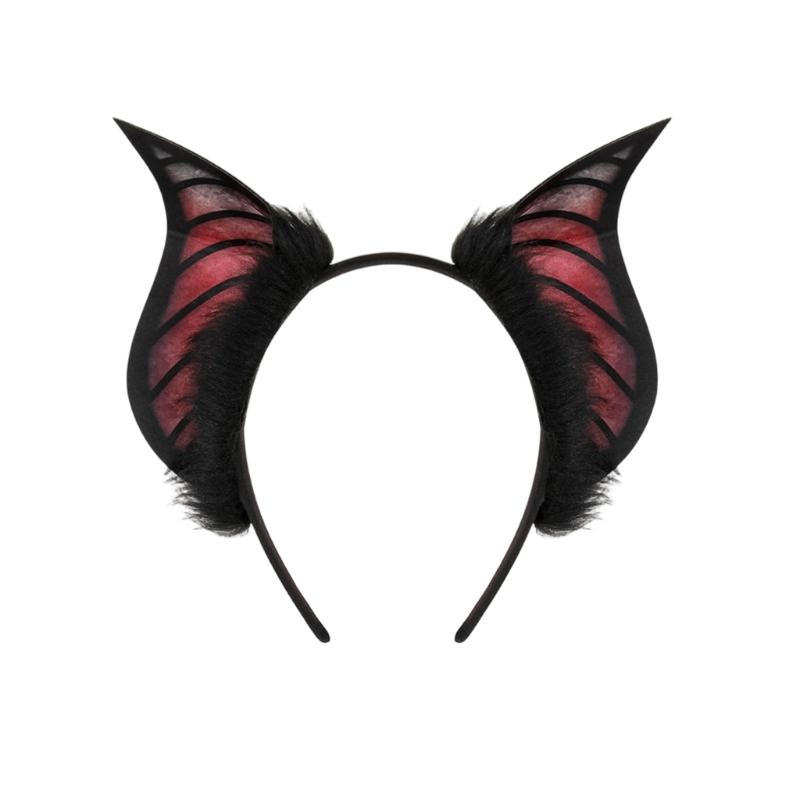 

Furry Plush Bat Ear Headband For Adult Kids Cosplay Party Gathering Costume Accessories Hairhoop for Various Occasion червоний