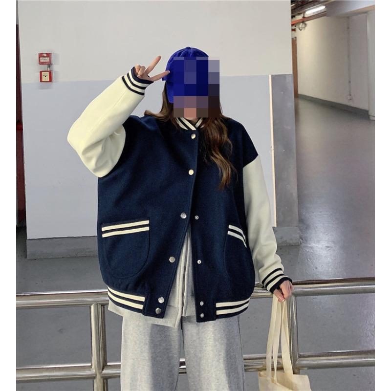Korean Version Baseball Jackets for Women Spring and Autumn Couple Outfits, Ins Trendy Harajuku Style Streetwear Jacket Clip Overcome