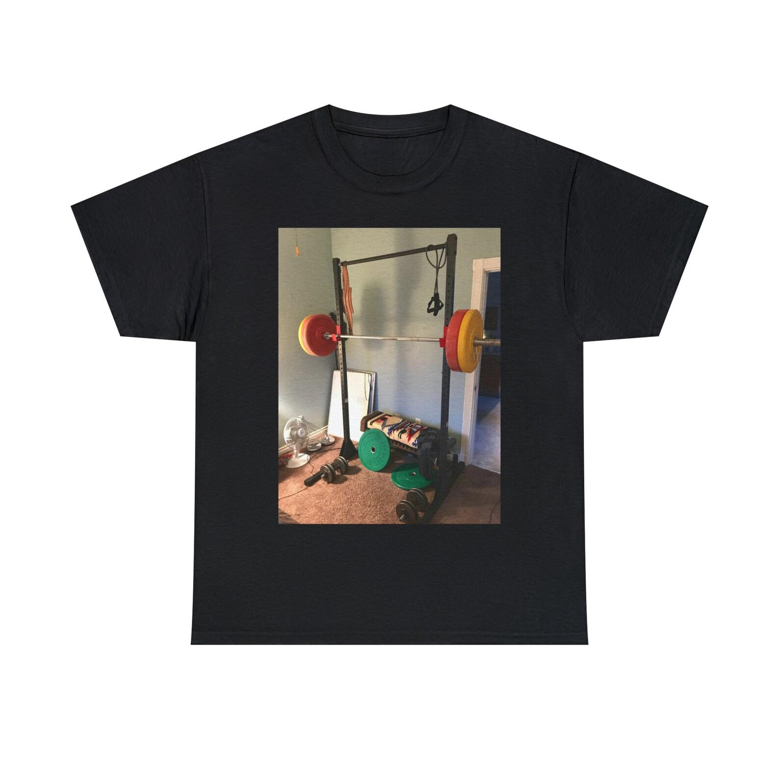 Bedroom Bodybuilder Gym Squat Rack Crossfit Weightlifting Meme Bro Dude Aesthetic Vibes Cotton T shirt 3XL