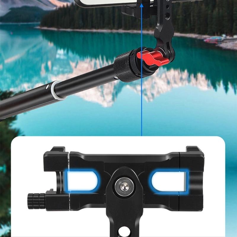 Magnetic Phone Holder Tripod Mount Clamp Aluminum Alloy with Cold Shoe Mount 1/4 " Screw for Smartphone