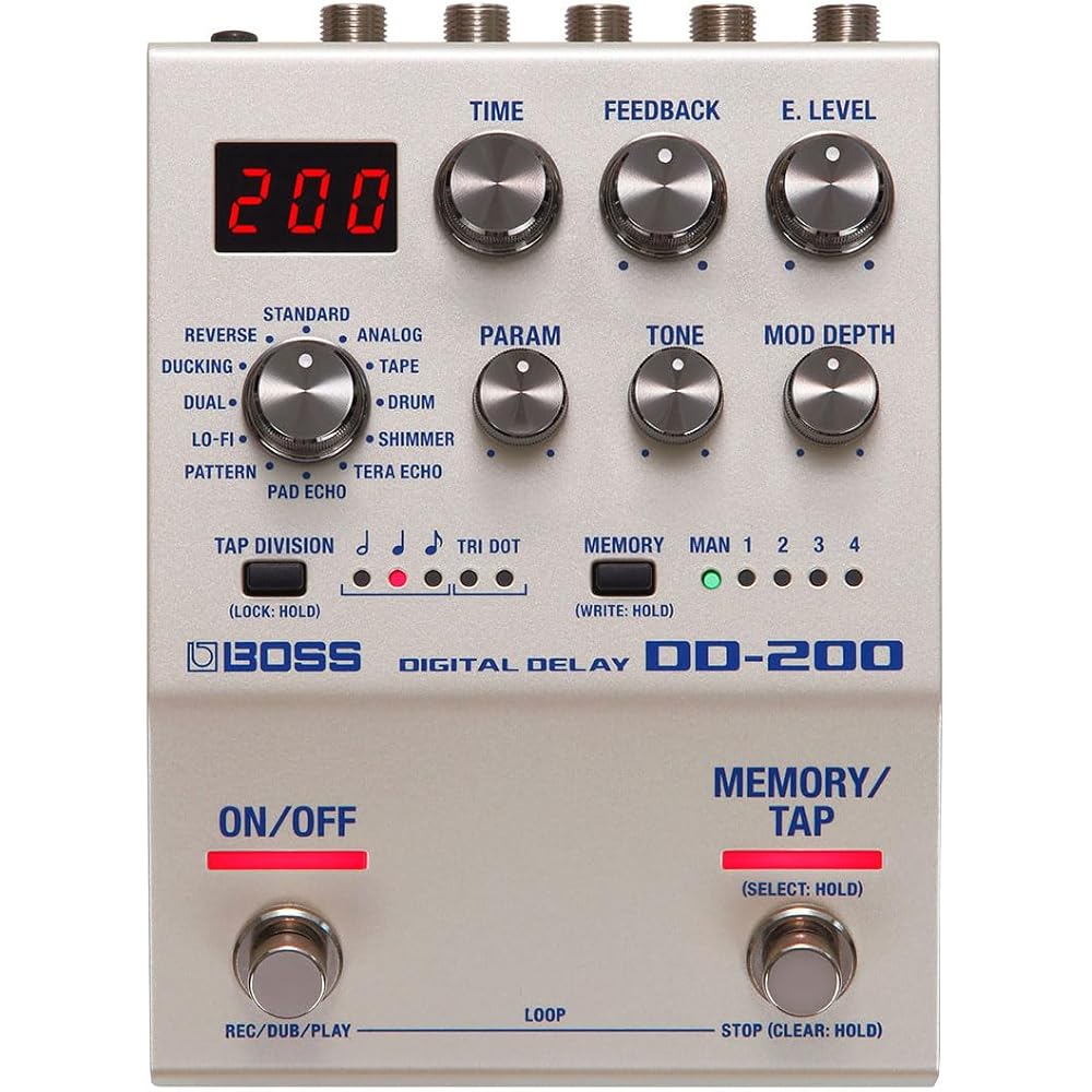 BOSS DD-200 Digital Delay Compact Effector with 12 Delay Modes and Looper Functions Guitar/Bass