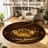 Round Rug Custom NameBoston Bruins Pattern Non Slip Carpet Home Floor Decor