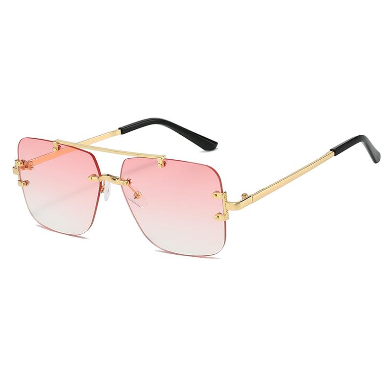 Rimless Double Bridge Sunglasses Men Brand Sun Glasses Women Vintage Fashion Square Shades Male Female Gradient UV400 Eyewear