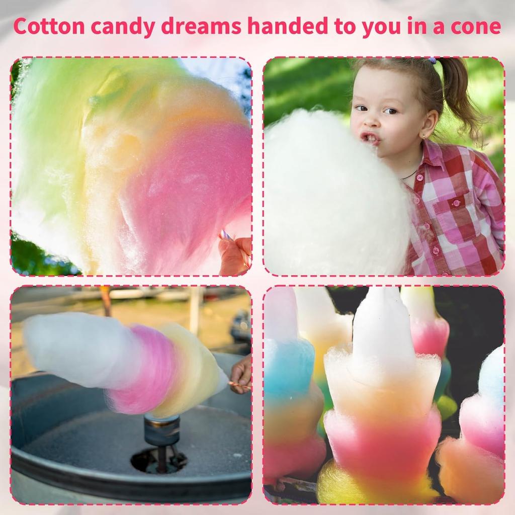 Cotton Candy Sticks, 50 Pcs Cotton Candy Cones, Colorful Cottons Candys Supplies Paper Straws Cones, Cottons Candy Holder Stick Paper Straw Cones for