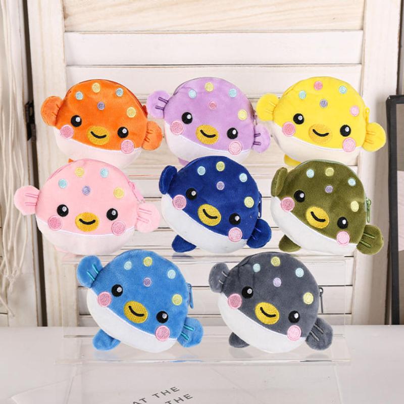 1Pcs Plush Zipper Coin Wallet Cute Pufferfish Mini Coin Purse Women'S Small Change Bag Key Earphone Pouch