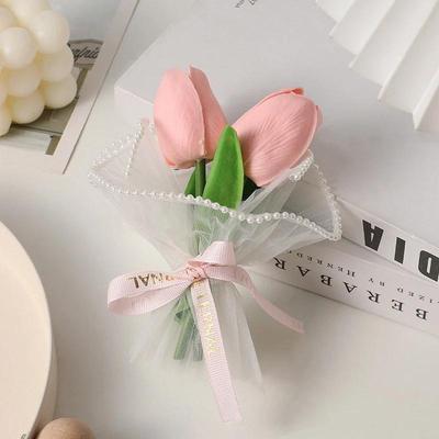 1 STK Kreative Raumdeko Perlennetz Kunstblumenstrauß Mini Tulpe PU Mini Kunstblumenstrauß Handwerksgeschenk Geschenkdeko