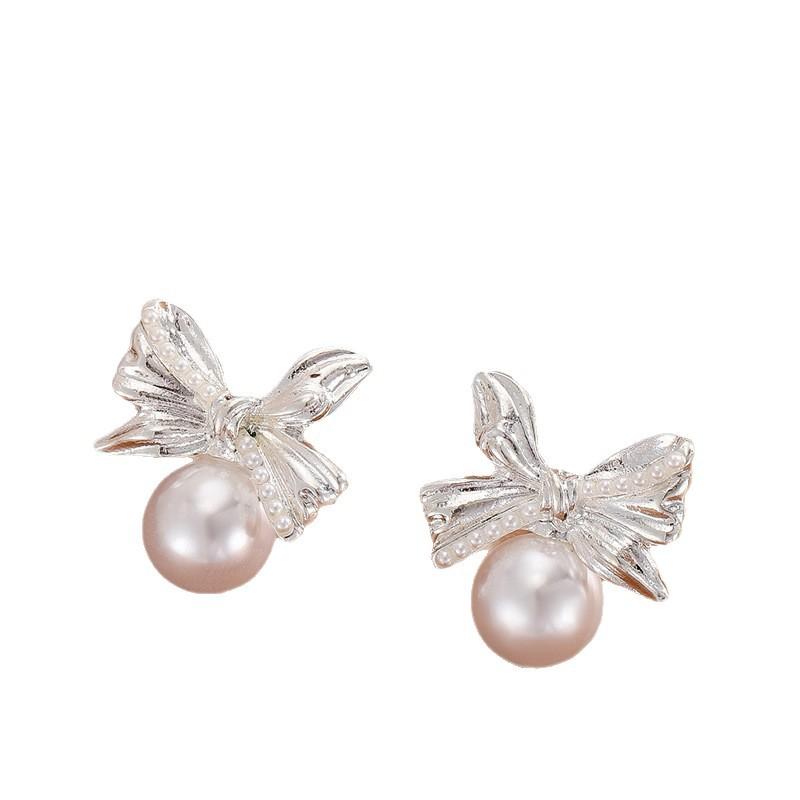 Luxury and Fashion High-end Style Pearl Bowknot Earrings for Women, Necklaces for Ladies, Earrings for Girls