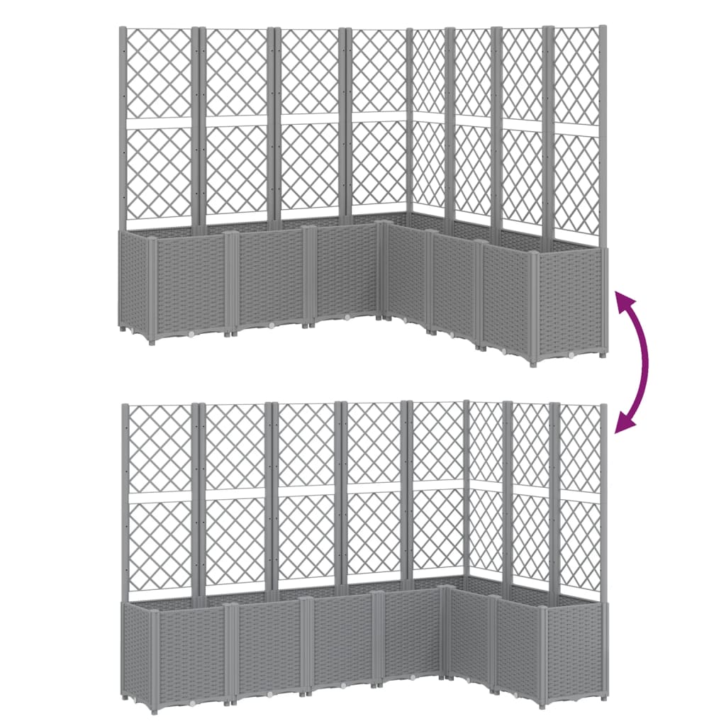 Planter with Trellis Light Grey 160 X 160 X 140 Cm PP