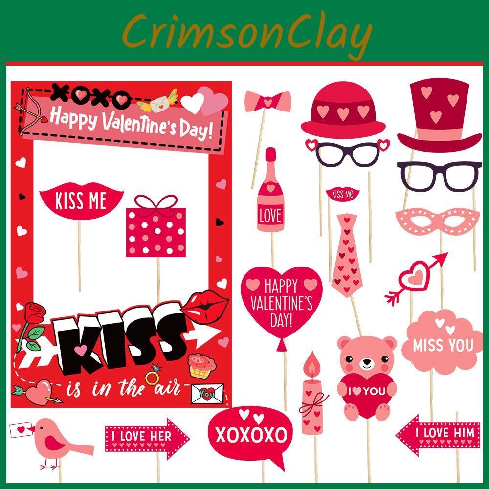 Photo Valentines Day Booth Decor Kit With Paper Frames For Kids Adults Fun Photo