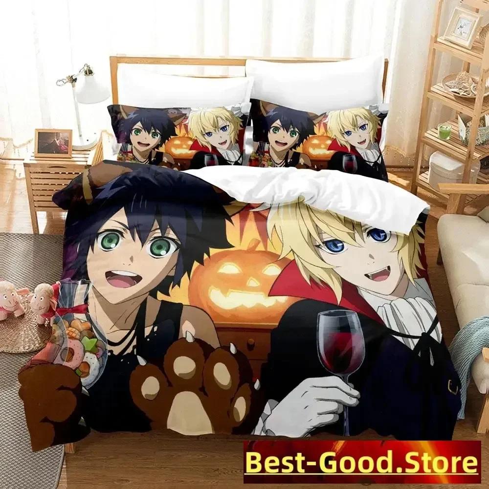 Seraph of the end Beding Set Printed Bed Linen Set With Pilowcase Bed Soft Duvet Cover Soft Single Double Quen Super King-Sized Dimensionsd Dimensions