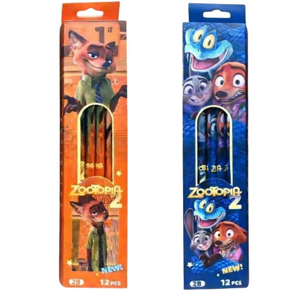 Zootopia 2 12-Pack 2B Pencils, Judy & Nick Cartoon Stationery, Back-To-School & Party Favor Gift