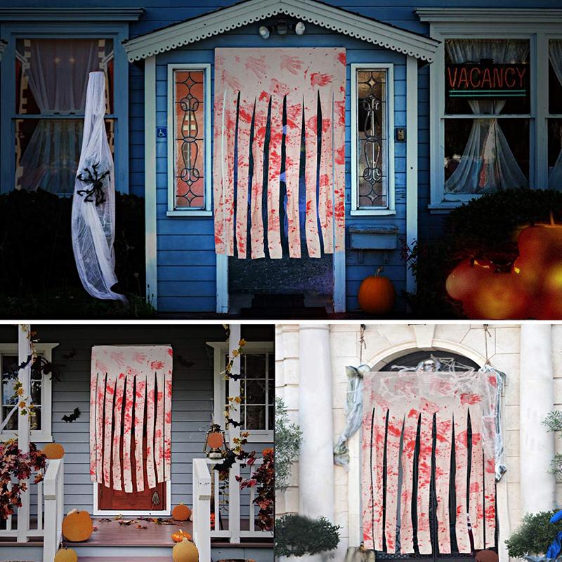 Halloween Blood Stain Pattern Decorative Door Curtain Ornament DIY Windows Hanging Bar Theme Background Cloth Home Party 100*165cm