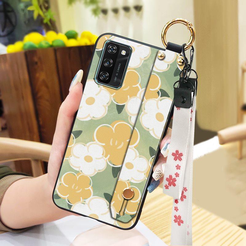 Anti-dust Soft case Phone Case For Blackview A100 Flower Back Cover Lanyard Protective Ring Oil Painting Waterproof
