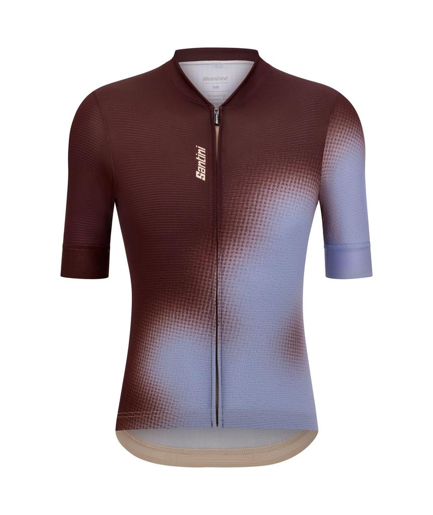 Santini SPOT Cycling Summer Rear 5S94075CSPOT Men's Jersey, Style, Two-Piece Fabric, Pocket, Azure/Brown (Size Small), [Authentic]