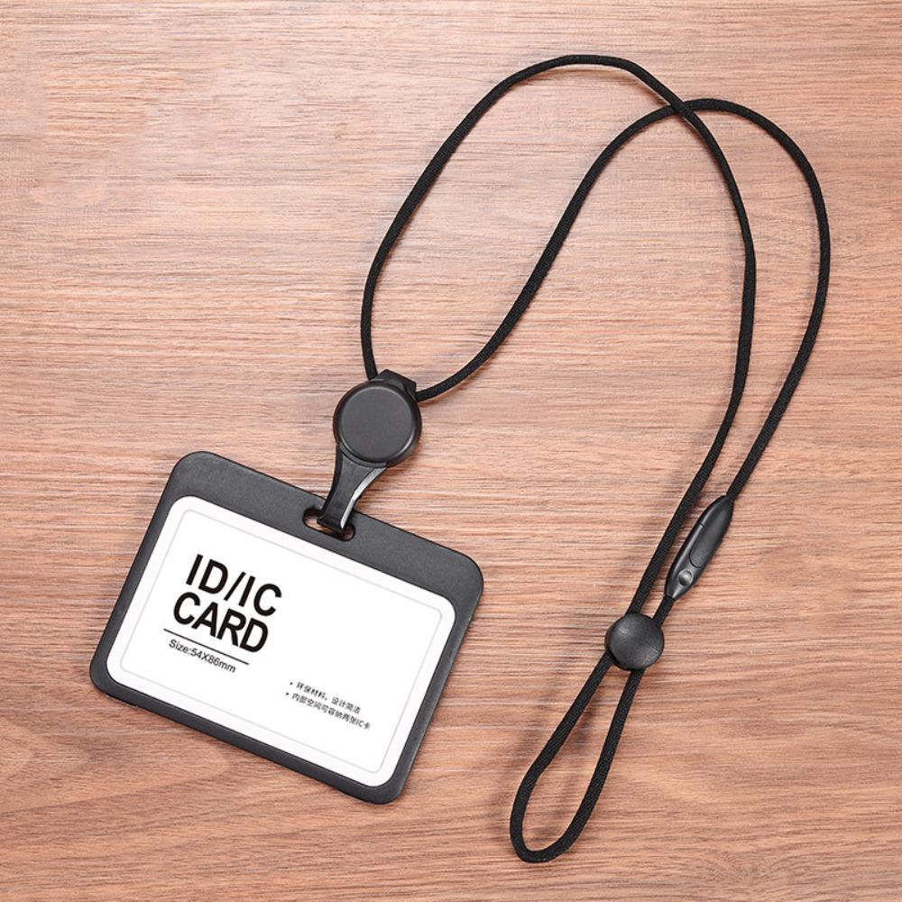 Doppelseitiger Kartenhalter Transparent mit Lanyard Kartenetui Einziehbare Ausweishalterung Abnehmbares Kartenetui Bürobedarf