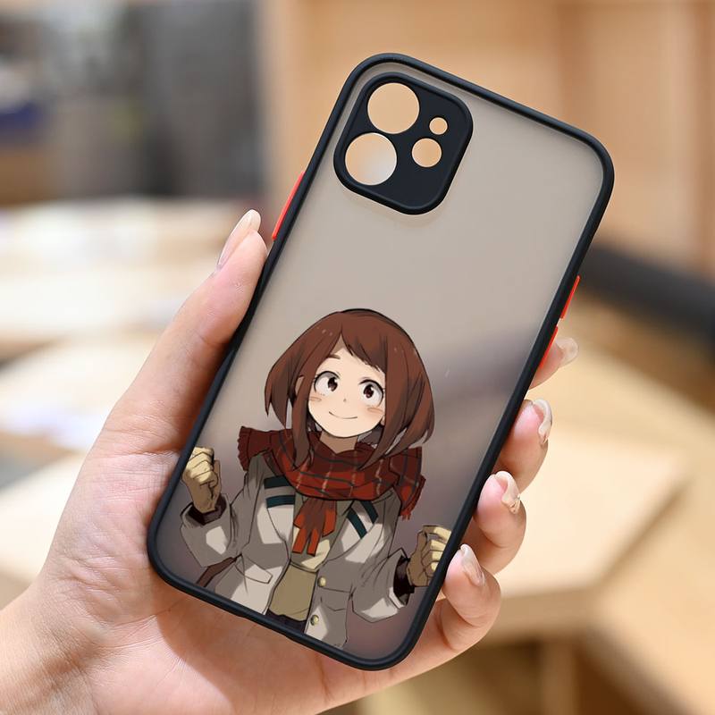 Ochaco Uraraka My Hero Academia Anime Phone Case Matte Transparent  For Iphone 7 8 11 12 13 Plus Mini X Xs Xr Pro Max Cover