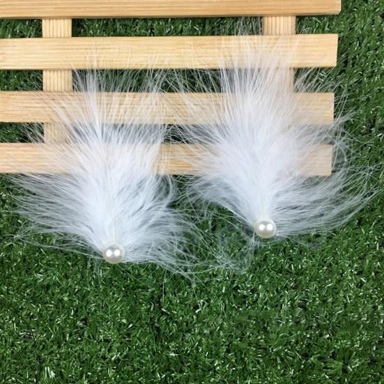 2Pcs Feather Hair Clip Faux Pearl Rhinestone Hairpin Party Headwear Headdress
