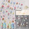 Cute Animals Bear Dog Cake Sweet Cherry Grid Bowknot Star Line Fruit Relief Self Adhesive Nail Art Stickers 5D Manicure Decals