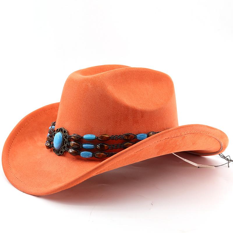 Suede Horse Riding Western Cowboy Hat For Men And Women Outdoor Travel Hat With Rolled Brim Ethnic Style Top Hat Felt Hat
