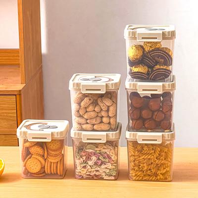 Clear Plastic Food Storage Box Portable Moisture Proof Sealed Snacks Grain Storage Container Drain Fruit Box Kitchen Organizer