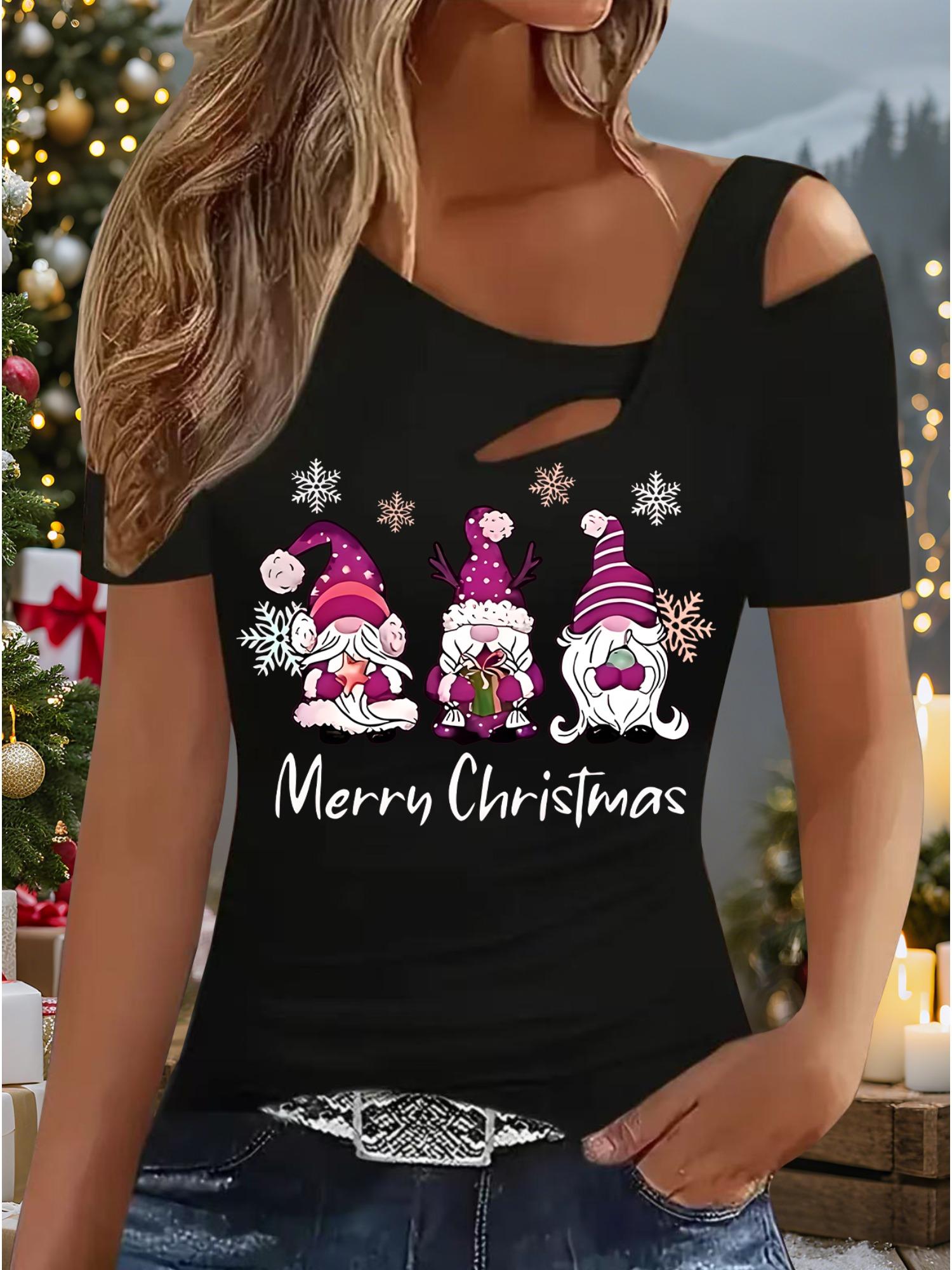 

Женский Новый Повседневный Топ Рождество Хэллоуин Рождественский Подарок Топы Рубашка Блузка S чёрный