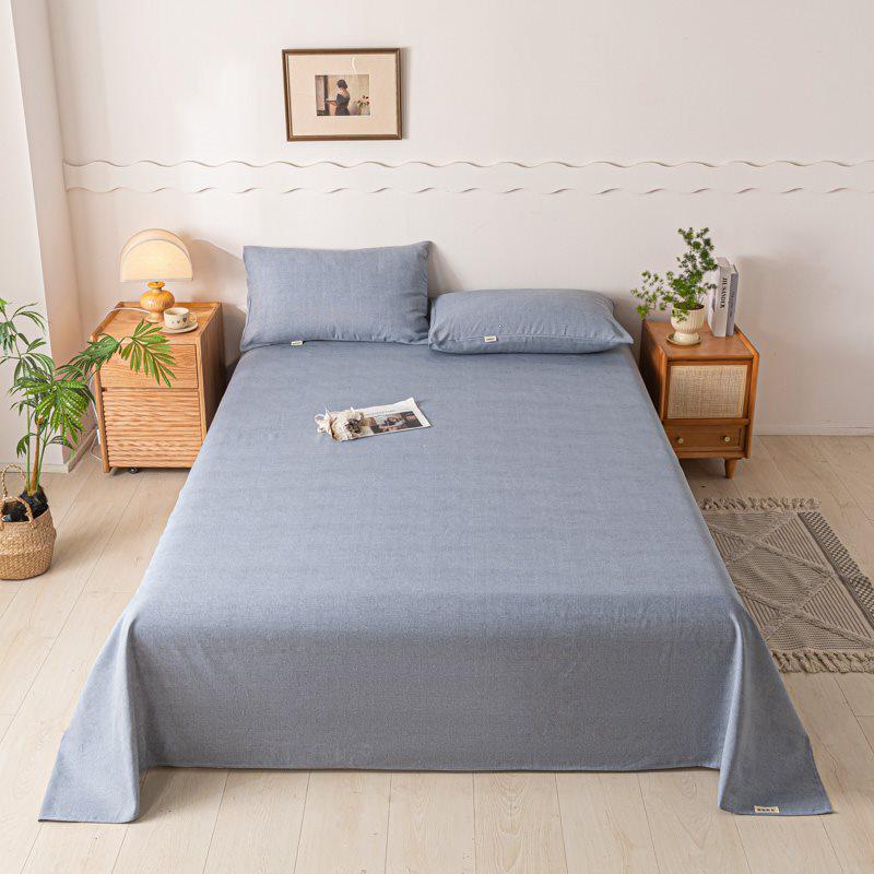 Striped Coarse Cloth Bed Sheet Set: Washable, Skin-Friendly, Cool Mat for Home & Dorm. Available In Single/Double Three-Piece Set.
