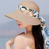 Style Versatile Hat Straw Woven Bow Deep Brim Womens Sunshade Hatscaps