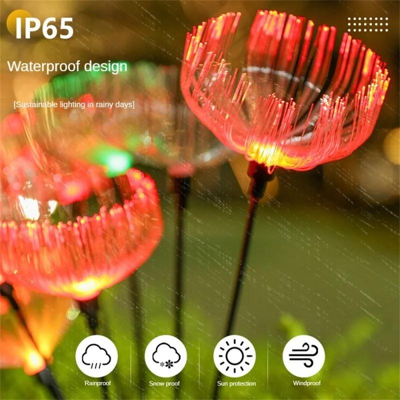 2pcs Outdoor Solar Jellyfish Light, Solar Pathway Lights Outdoor, Fiber Optic LED, Christmas, Courtyard, Garden, Villa, Lawn, Waterproof