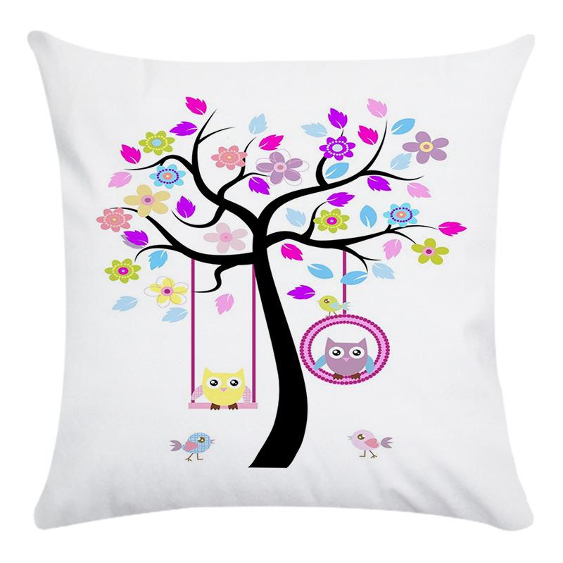 Creative Life Tree Pattern Digital Printing Short Plush Pillow Covers For Car Sofa Office Cushion Cover Home Goods